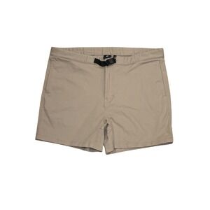Bearded Goat Mens Adventure Shorts Khaki Tan Integrated Belt Size Large
